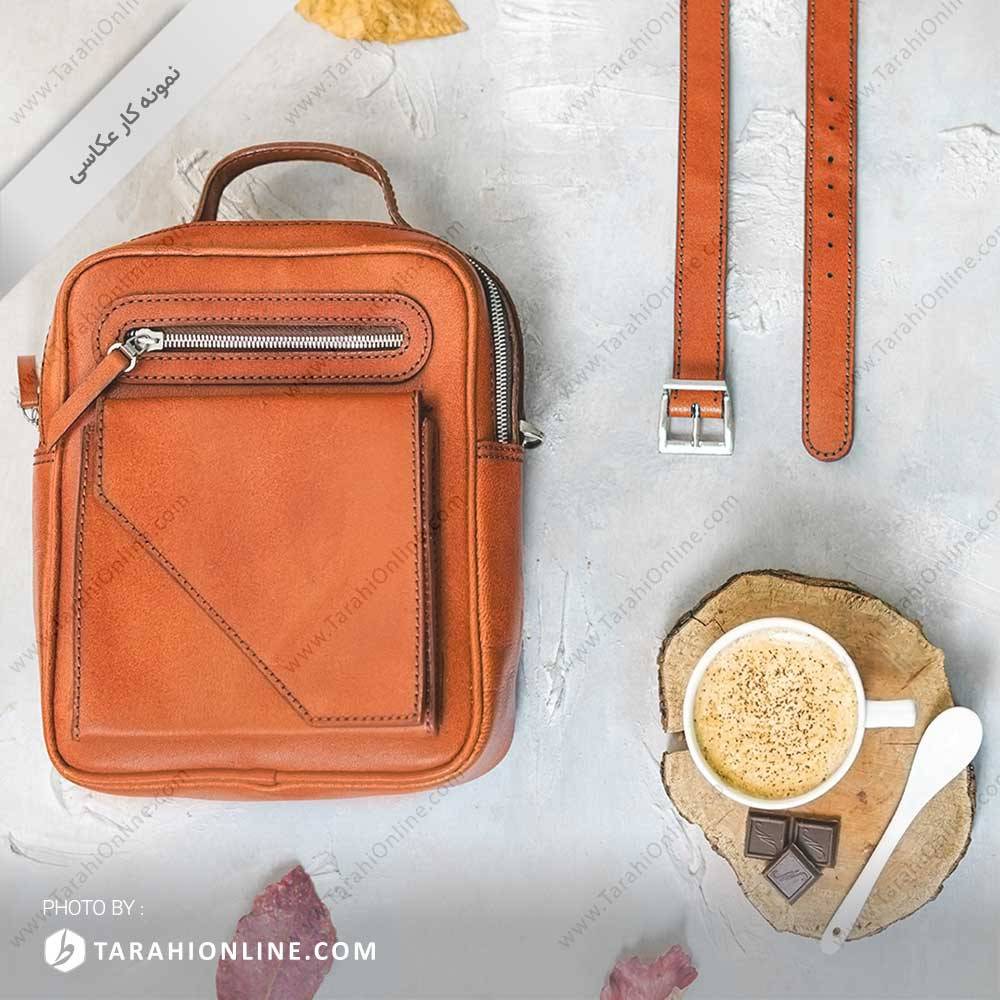 Photography of a leather carrier bag